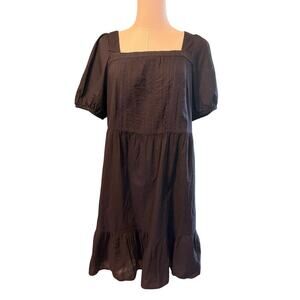 Loft Mini Dress. Black Babydoll Style.  Cotton Size 14